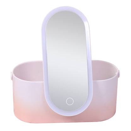 Portable Makeup Organizer with USB LED Mirror