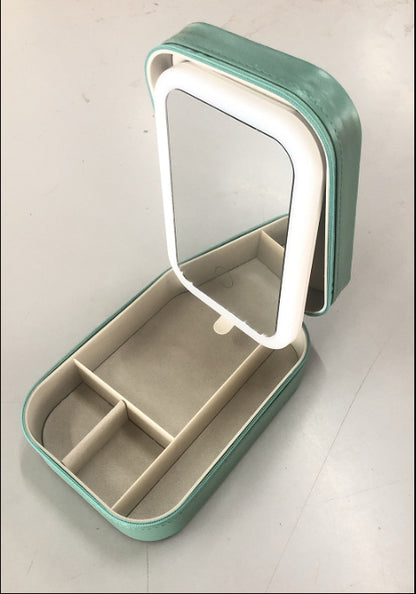 Makeup Organizer Box With Dimmable LED Touch Mirror