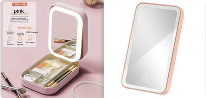 Makeup Organizer Box With Dimmable LED Touch Mirror