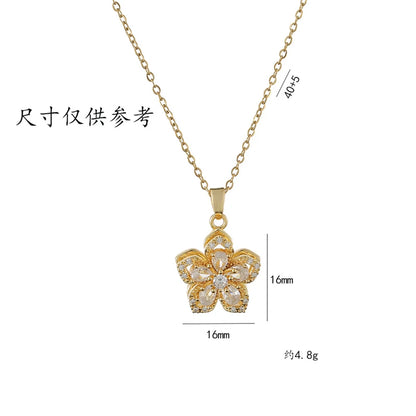 Spinning Flower Zircon Necklace