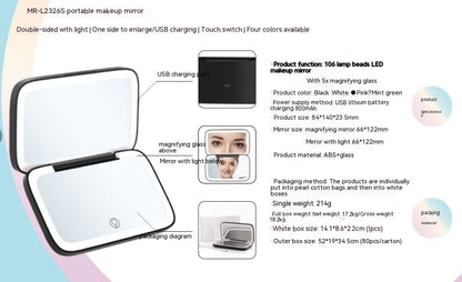 LED Double-Sided Makeup Mirror With Natural Lighting